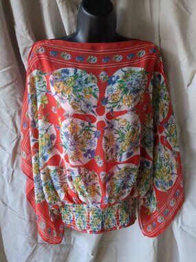 Flowered Blouse / Top with Split Sleeves